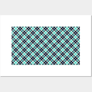 Green and blue plaid Pattern Posters and Art